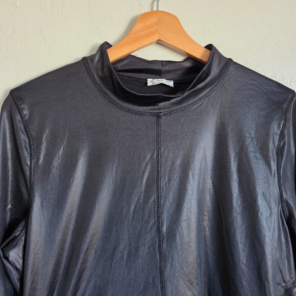 Intimately Free People Straight Up Long Sleeve Mock Neck Top Shiny Black Size XL - Picture 3 of 9